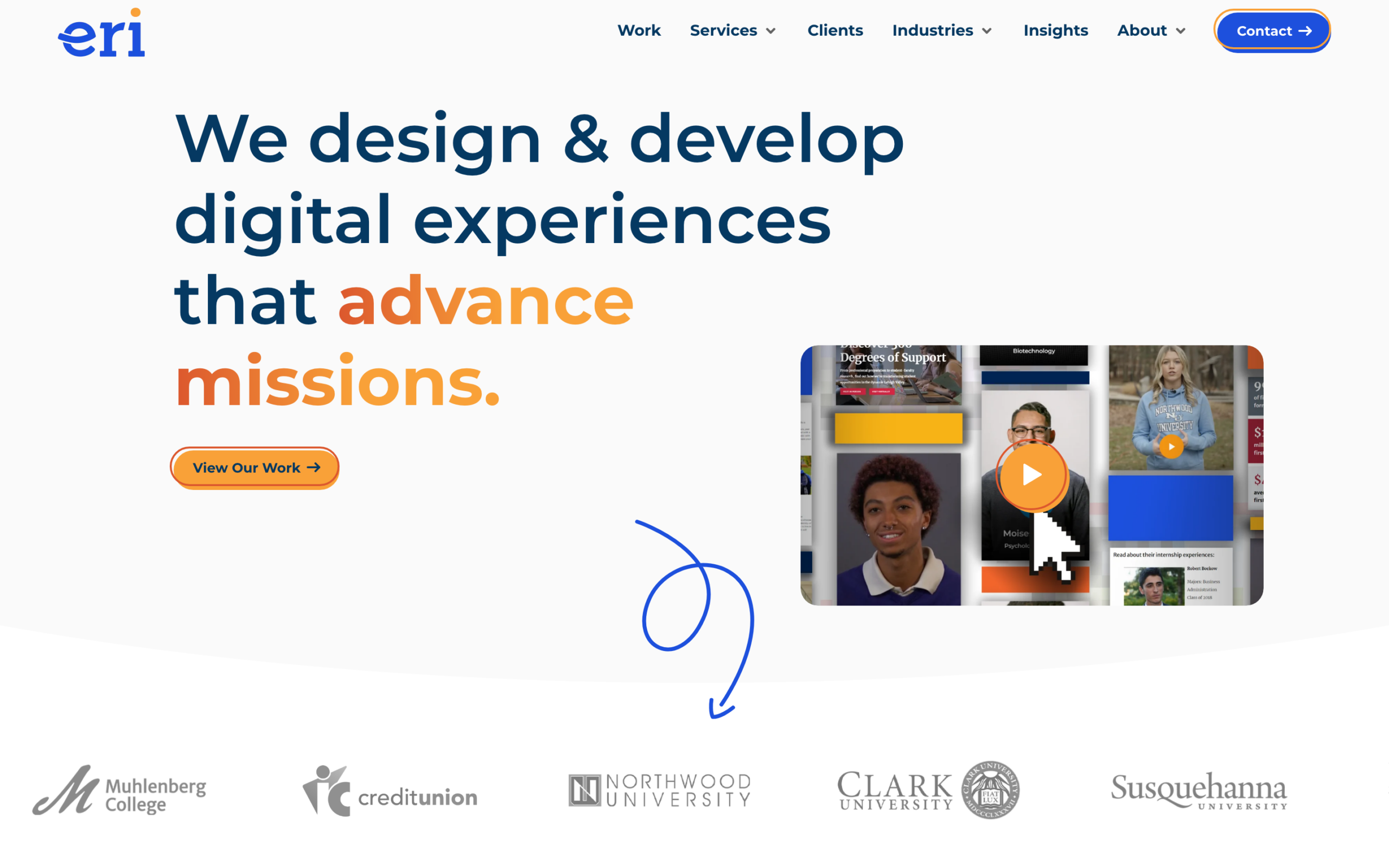 ERI Design homepage — healthcare website design agency