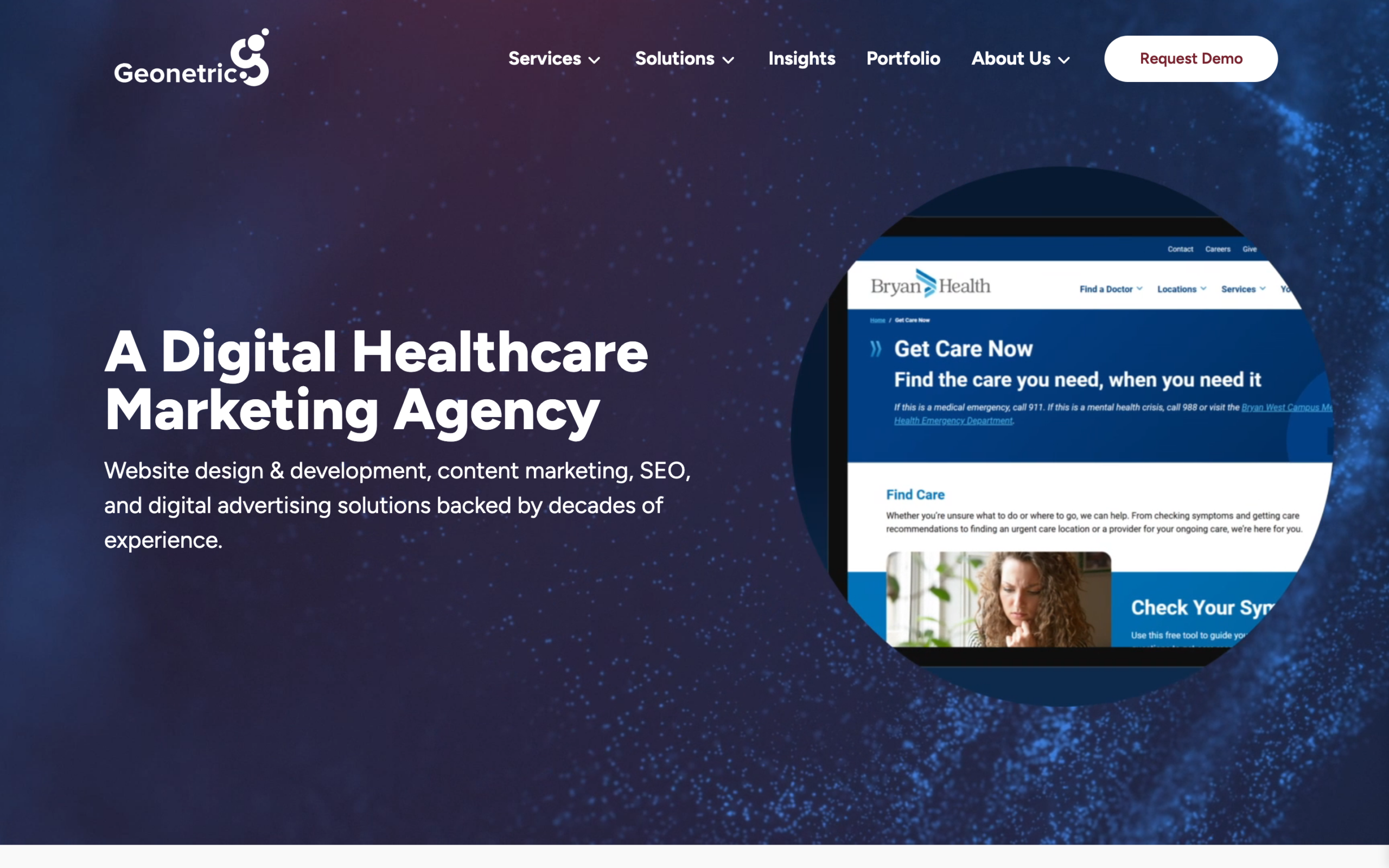 Geonetric homepage — healthcare website design agency