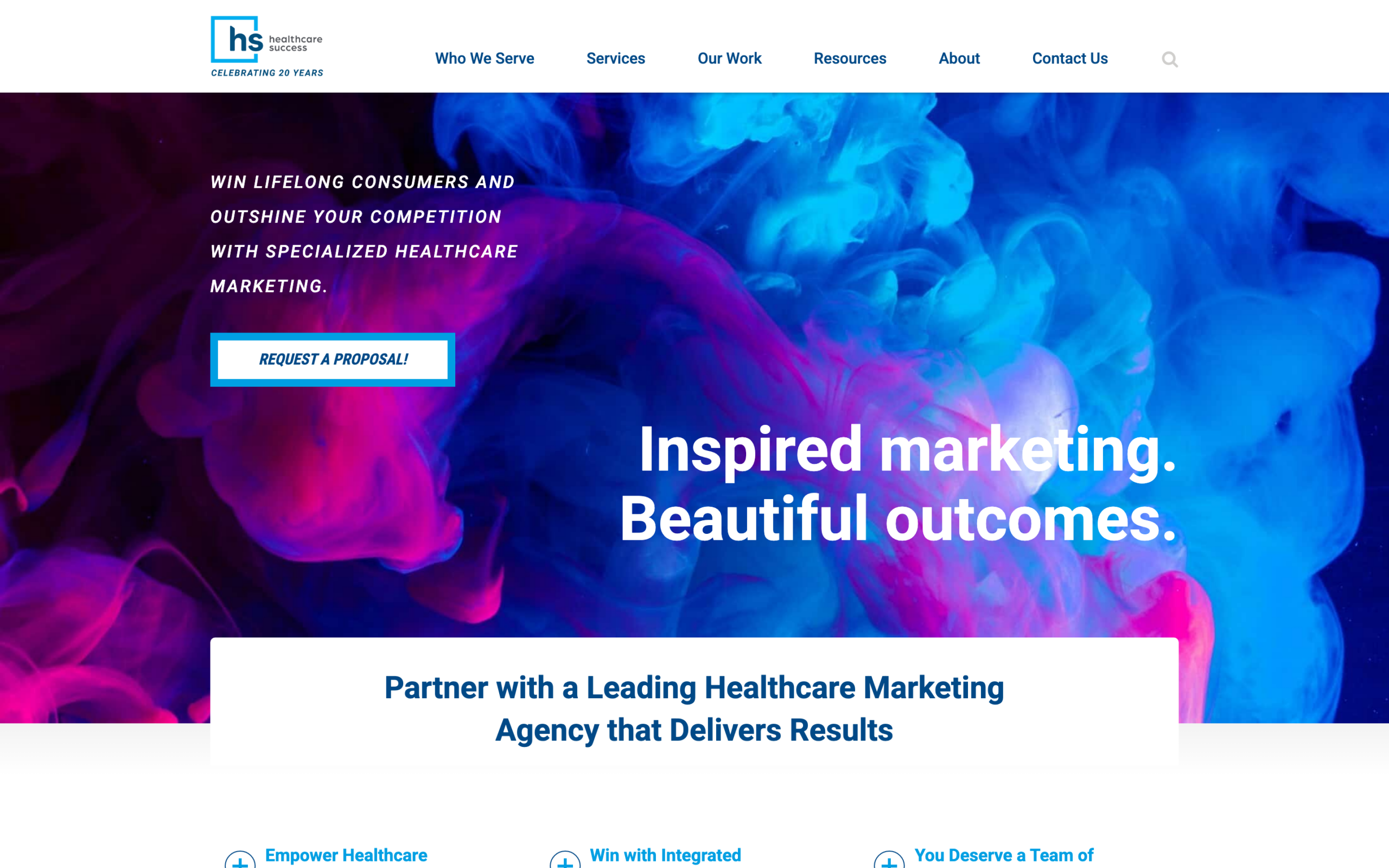 Healthcare Success homepage — healthcare website design agency