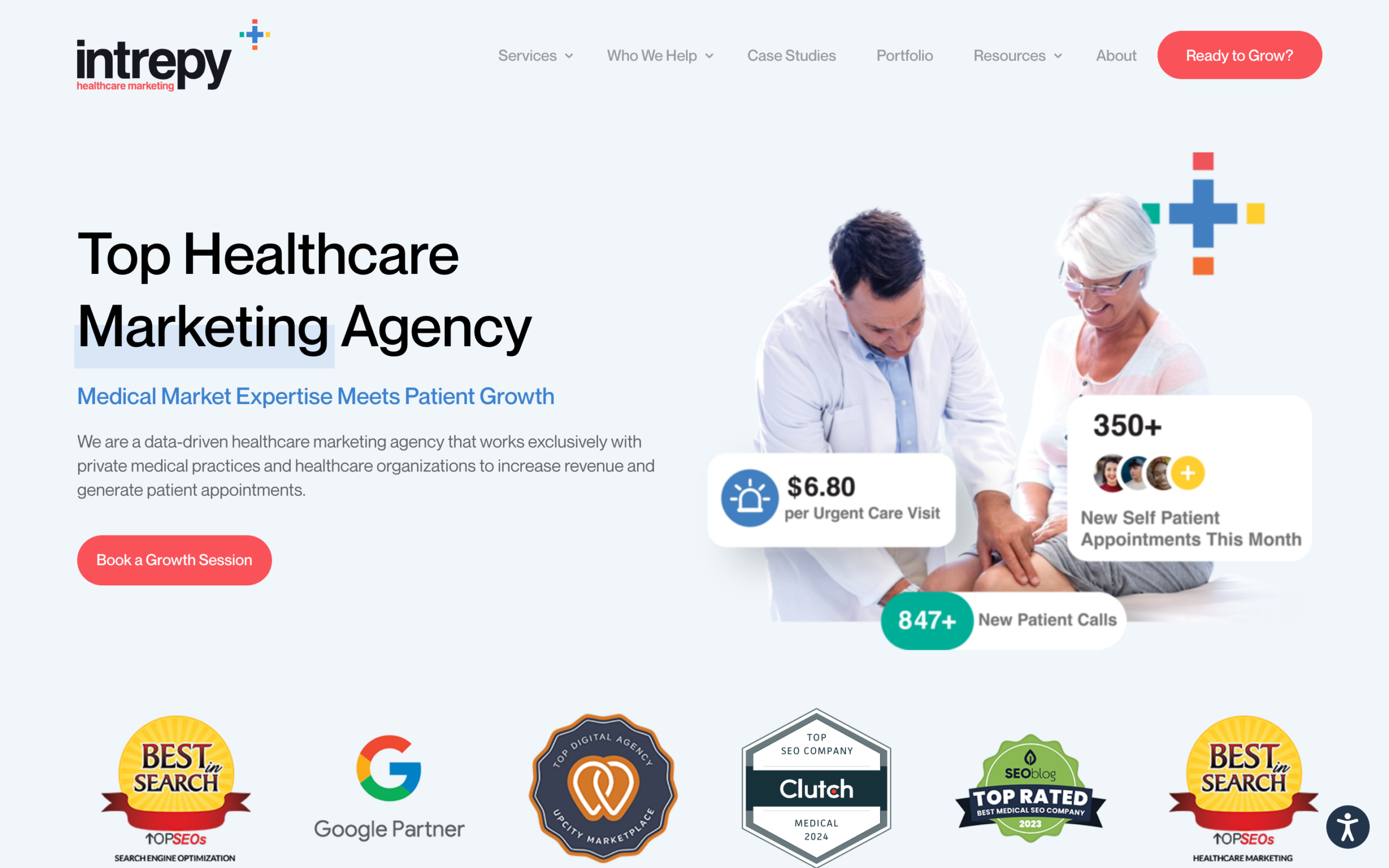 Intrepy Healthcare Marketing homepage — healthcare website design agency