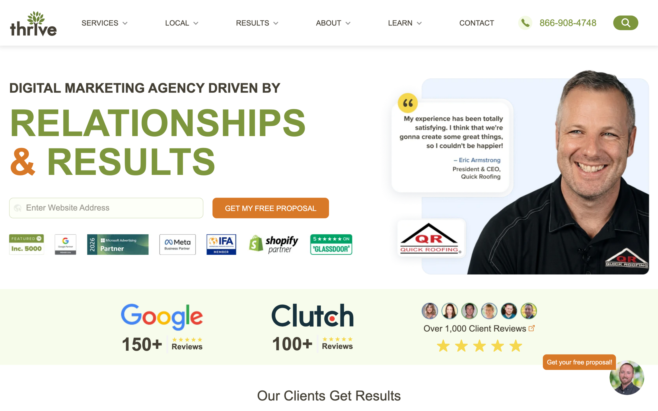 Thrive Internet Marketing Agency homepage — healthcare website design agency
