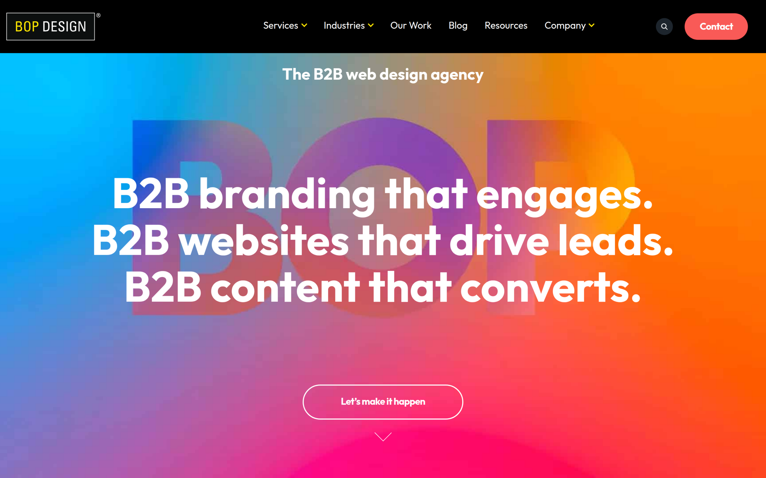 Bop Design homepage - SaaS digital marketing agency