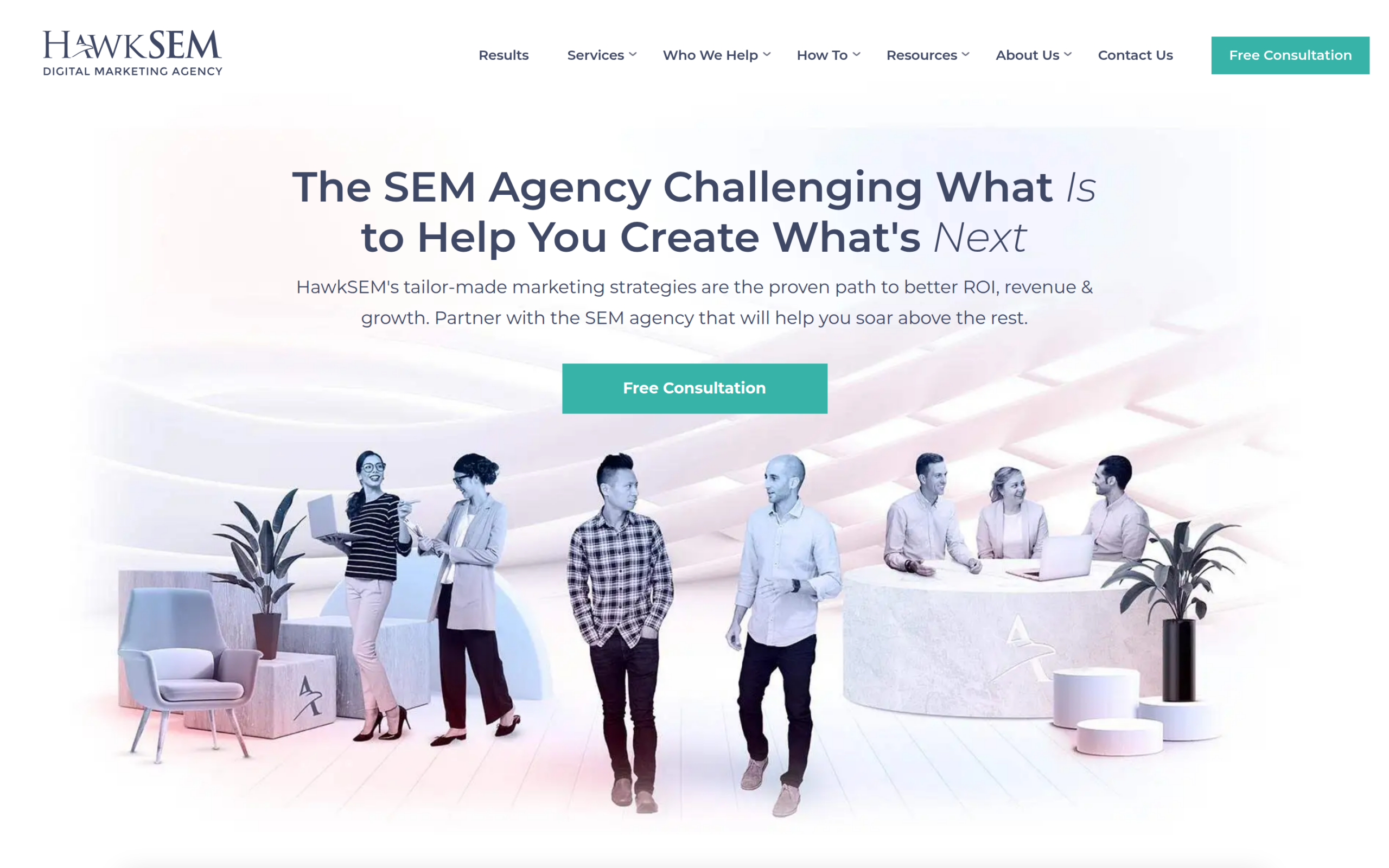 HawkSEM homepage - SaaS digital marketing agency