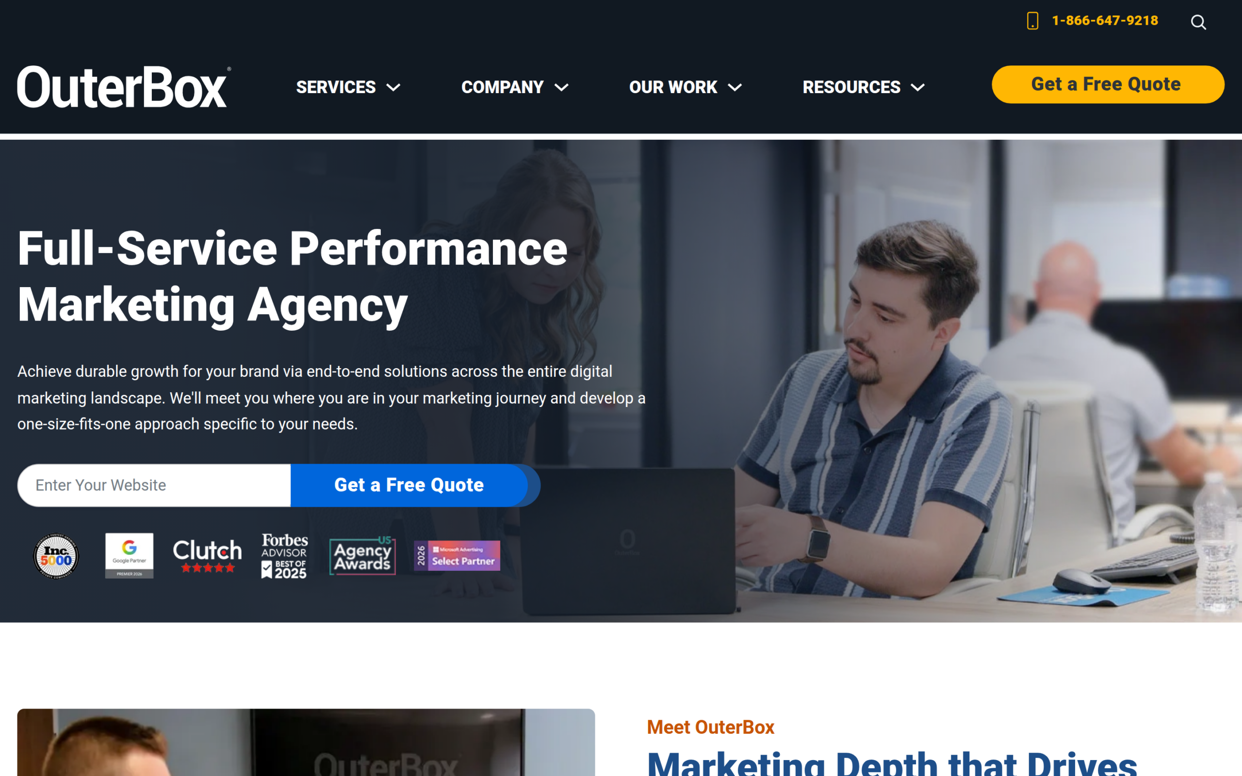 OuterBox homepage - SaaS digital marketing agency