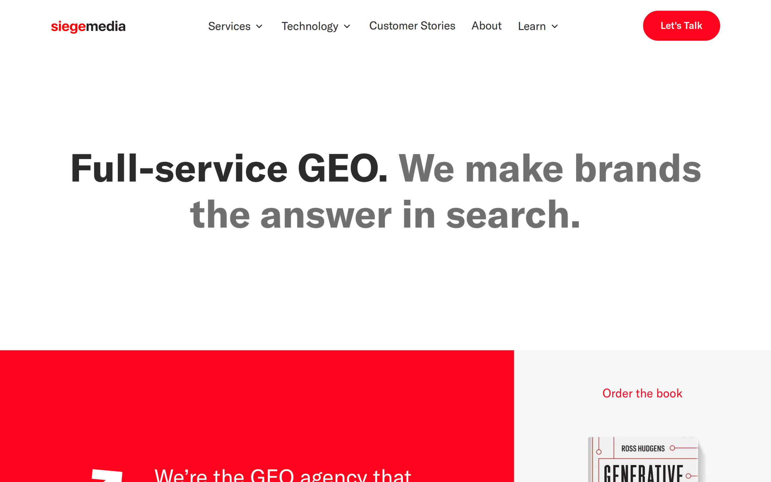 Siege Media homepage - SaaS digital marketing agency