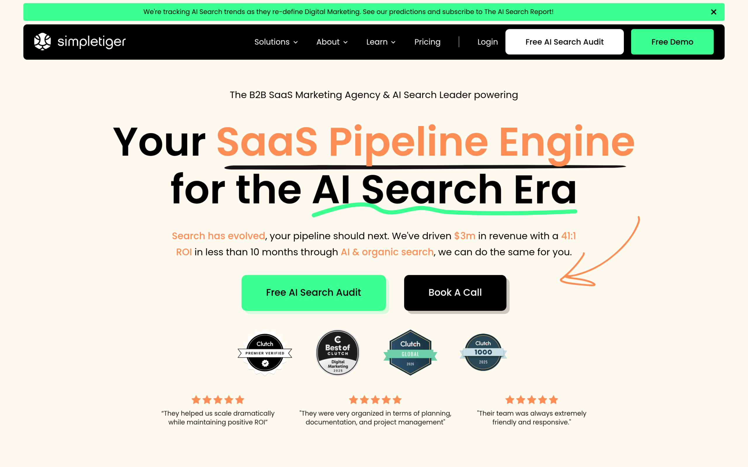 SimpleTiger homepage - SaaS digital marketing agency