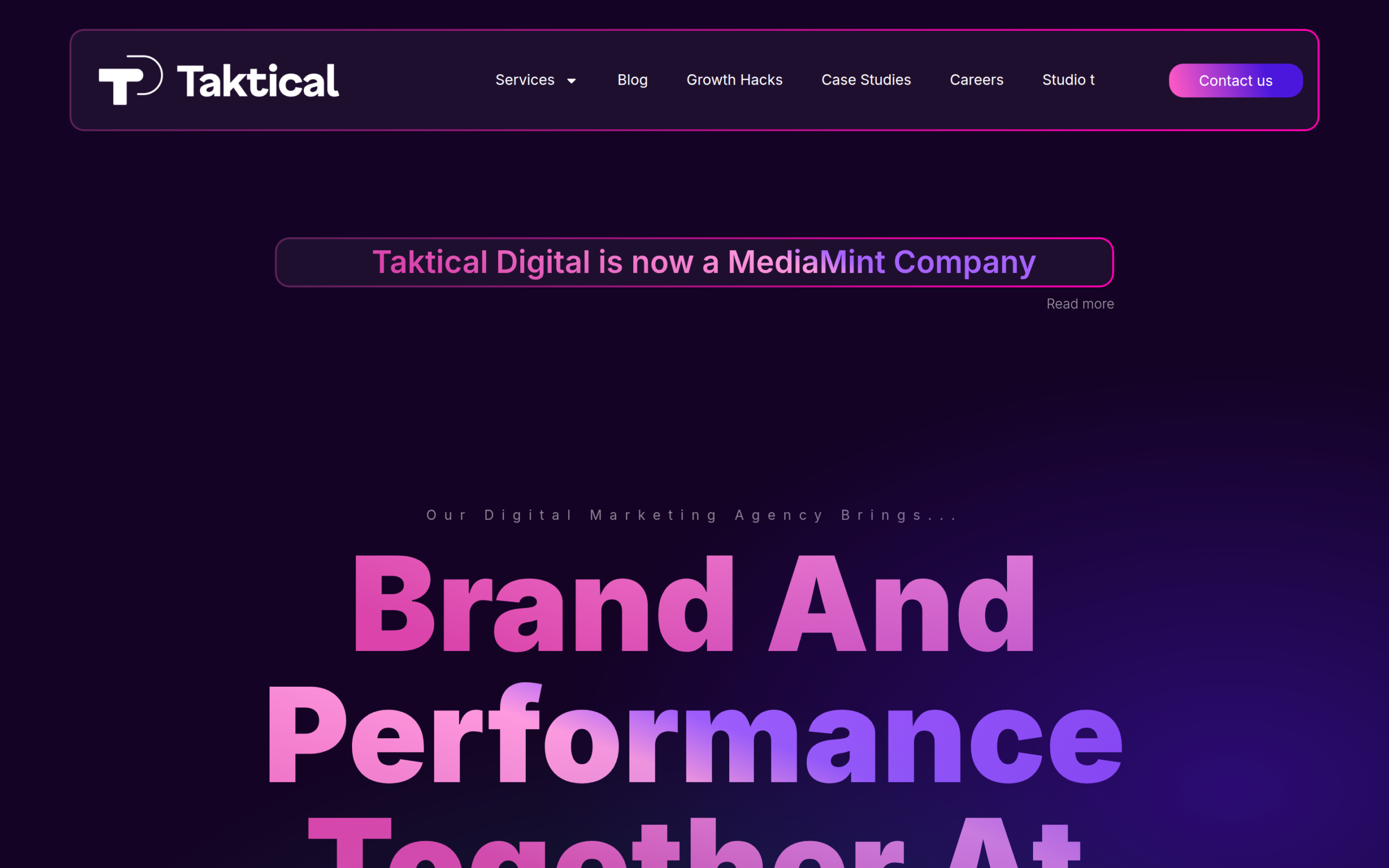 Taktical Digital homepage - SaaS digital marketing agency