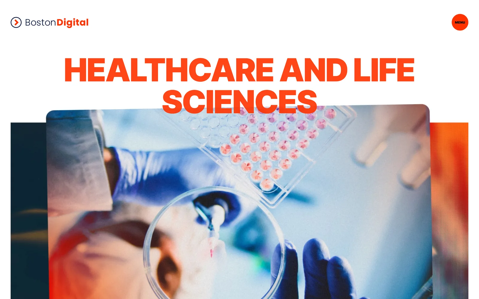 Boston Digital healthcare and life sciences practice website, 2026