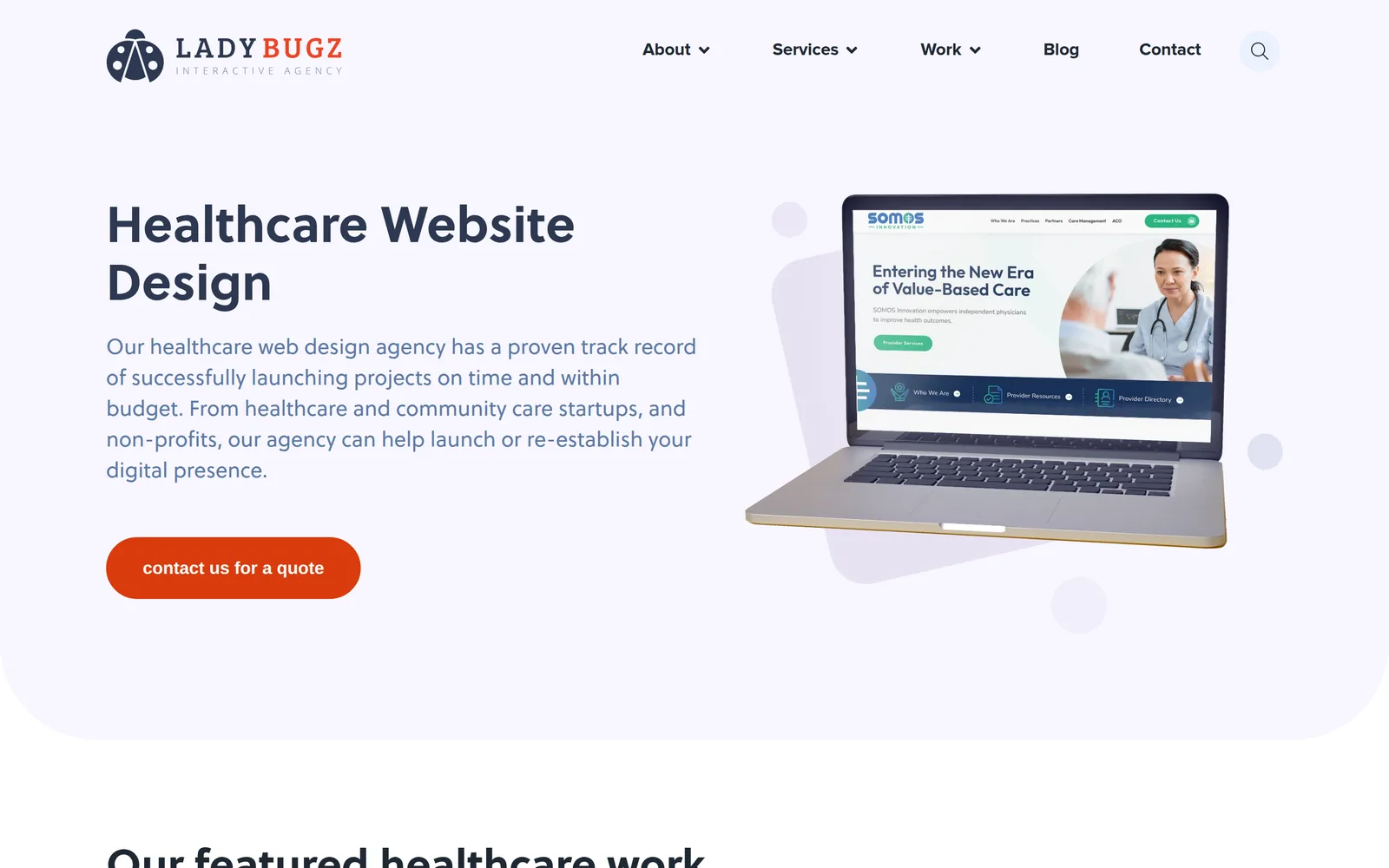 Ladybugz Interactive healthcare website design portfolio, 2026