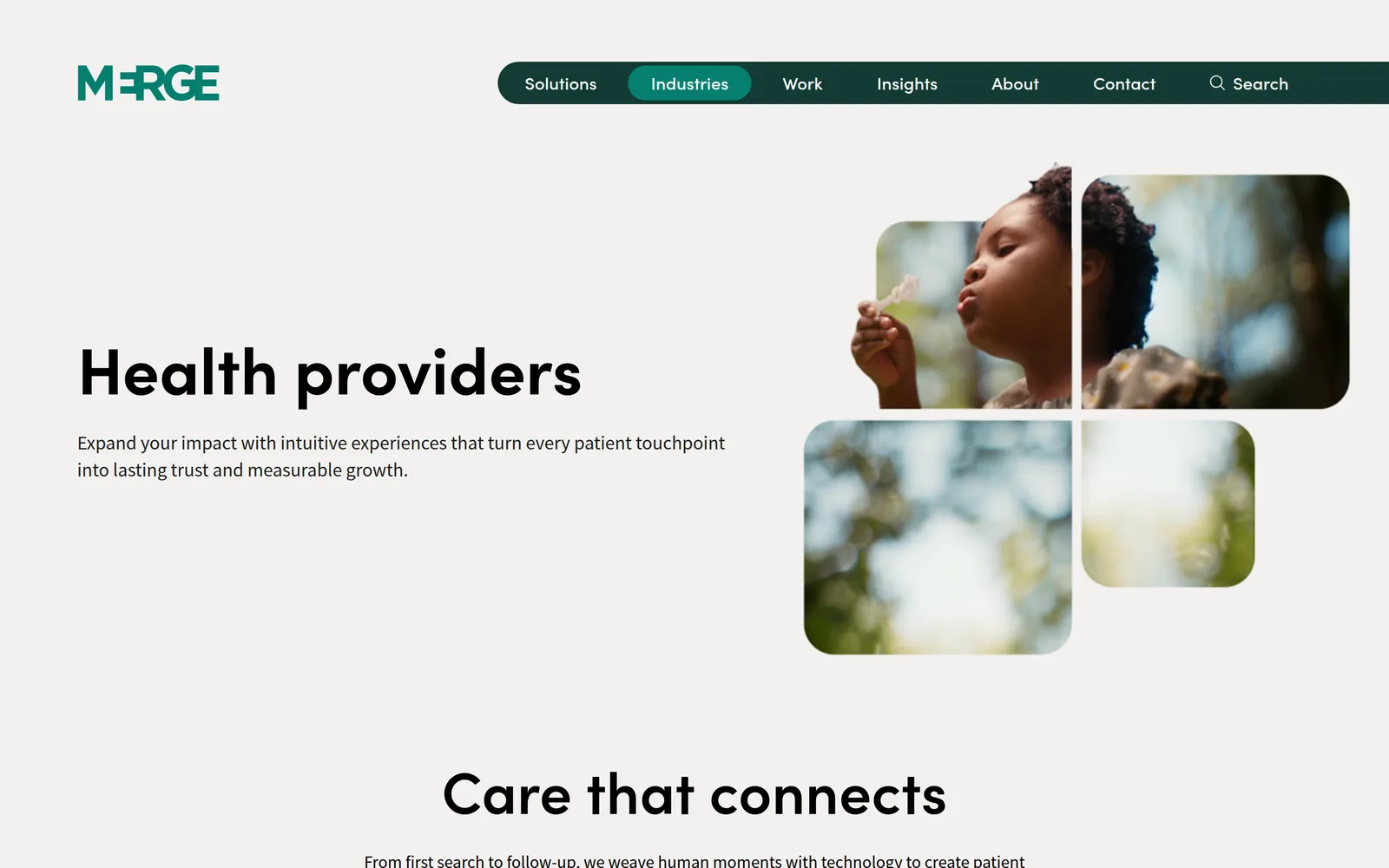MERGE Boston healthcare and health providers practice website, 2026